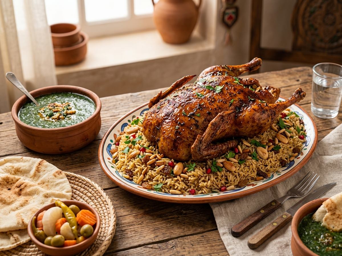 بط بلدي + أرز + سلطات + عيش